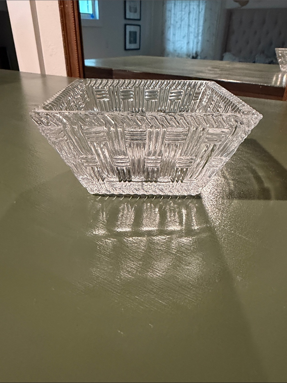 Tiffany & Co. Clear Basket Weave Glass Bowl